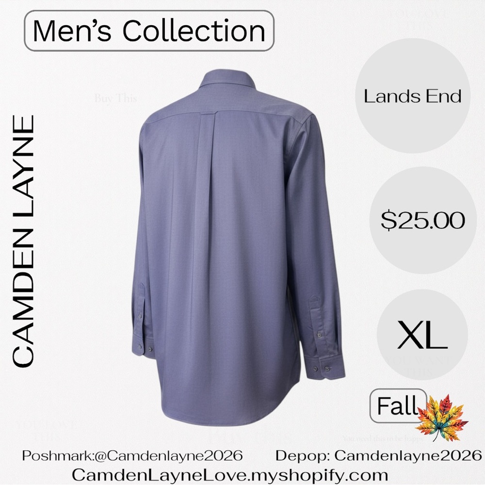 Lands' End Men's Light Blue Dress Shirt - Picture 4 of 8